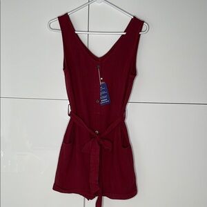 Burgundy Sleeveless Romper